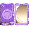 For Samsung Galaxy Tab A9 Spider Rotation Handle Silicone Hybrid PC Tablet Case(Purple)