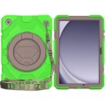 For Samsung Galaxy Tab A9+ Spider Rotation Handle Silicone Hybrid PC Tablet Case(Grey Green)