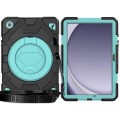 For Samsung Galaxy Tab A9+ Spider Rotation Handle Silicone Hybrid PC Tablet Case(Black Light Blue)