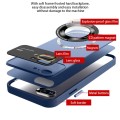 For iPhone 8 Plus/7 Plus Large Glass Window Magnetic Magsafe Phone Case with Lens Film(Royal Blue)