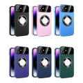For iPhone 11 Large Glass Window Magnetic Magsafe Phone Case with Lens Film(Dark Purple)