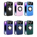 For iPhone 11 Pro Large Glass Window Magnetic Magsafe Phone Case with Lens Film(Dark Purple)