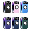 For iPhone 11 Pro Max Large Glass Window Magnetic Magsafe Phone Case with Lens Film(Royal Blue)