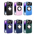 For iPhone 13 Pro Large Glass Window Magnetic Magsafe Phone Case with Lens Film(Dark Purple)