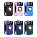 For iPhone 14 Pro Large Glass Window Magnetic Magsafe Phone Case with Lens Film(Dark Purple)