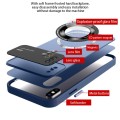 For iPhone XS Large Glass Window Magnetic Magsafe Phone Case with Lens Film(Royal Blue)