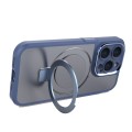 For iPhone 15 Pro MagSafe Magnetic Metal Holder Phone Case(Blue)