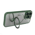 For iPhone 15 Pro Max MagSafe Magnetic Metal Holder Phone Case(Green)