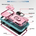 For Samsung Galaxy A23 4G / 5G Sliding Camshield TPU + PC Phone Case with Holder(Pink+Green)