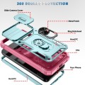 For Samsung Galaxy A23 4G / 5G Sliding Camshield TPU + PC Phone Case with Holder(Green+Pink)