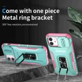 For iPhone 12 / 12 Pro Sliding Camshield Holder Phone Case(Grey Green + Pink)