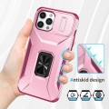 For iPhone 12 Pro Max Sliding Camshield Holder Phone Case(Pink + Rose Red)