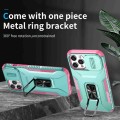 For iPhone 12 Pro Max Sliding Camshield Holder Phone Case(Grey Green + Pink)