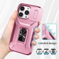 For iPhone 13 Pro Sliding Camshield Holder Phone Case(Pink + Rose Red)