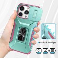 For iPhone 13 Pro Sliding Camshield Holder Phone Case(Grey Green + Pink)