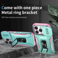 For iPhone 14 Pro Sliding Camshield Holder Phone Case(Grey Green + Pink)