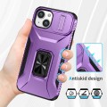 For iPhone 14 Plus Sliding Camshield Holder Phone Case(Purple)