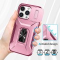 For iPhone 14 Pro Max Sliding Camshield Holder Phone Case(Pink + Rose Red)