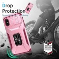 For iPhone XS Sliding Camshield Holder Phone Case(Pink + Rose Red)