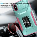 For iPhone XS Sliding Camshield Holder Phone Case(Grey Green + Pink)