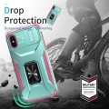 For iPhone XS Max Sliding Camshield Holder Phone Case(Grey Green + Pink)