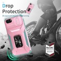 For iPhone 7 Sliding Camshield Holder Phone Case(Pink + Grey Green)