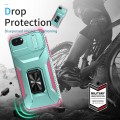 For iPhone 7 Sliding Camshield Holder Phone Case(Grey Green + Pink)