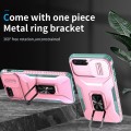 For iPhone 7 Plus Sliding Camshield Holder Phone Case(Pink + Grey Green)