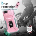 For iPhone 7 Plus Sliding Camshield Holder Phone Case(Pink + Grey Green)