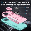 For iPhone 12 mini Sliding Camshield Holder Phone Case(Grey Green + Pink)