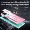 For Samsung Galaxy S24 Ultra 5G Sliding Camshield Holder Phone Case(Pink + Grey Green)