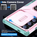 For Samsung Galaxy S24 Ultra 5G Sliding Camshield Holder Phone Case(Pink + Grey Green)
