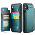 For iPhone XS / X CaseMe C22 Card Slots Holder RFID Anti-theft Phone Case(Blue Green)