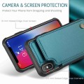 For iPhone XS / X CaseMe C22 Card Slots Holder RFID Anti-theft Phone Case(Blue Green)