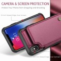 For iPhone XS / X CaseMe C22 Card Slots Holder RFID Anti-theft Phone Case(Wine Red)