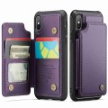 For iPhone XS / X CaseMe C22 Card Slots Holder RFID Anti-theft Phone Case(Purple)