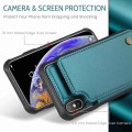 For iPhone XS Max CaseMe C22 Card Slots Holder RFID Anti-theft Phone Case(Blue Green)