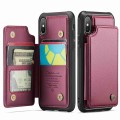 For iPhone XS Max CaseMe C22 Card Slots Holder RFID Anti-theft Phone Case(Wine Red)
