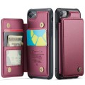 For iPhone SE 2022 / SE 2020 CaseMe C22 Card Slots Holder RFID Anti-theft Phone Case(Wine Red)