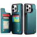 For iPhone 12 Pro Max CaseMe C22 Card Slots Holder RFID Anti-theft Phone Case(Blue Green)