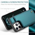 For iPhone 12 Pro Max CaseMe C22 Card Slots Holder RFID Anti-theft Phone Case(Blue Green)