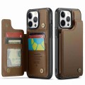 For iPhone 12 Pro Max CaseMe C22 Card Slots Holder RFID Anti-theft Phone Case(Brown)