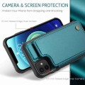 For iPhone 12 / 12 Pro CaseMe C22 Card Slots Holder RFID Anti-theft Phone Case(Blue Green)