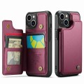 For iPhone 13 CaseMe C22 Card Slots Holder RFID Anti-theft Phone Case(Wine Red)