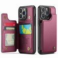 For iPhone 13 Pro CaseMe C22 Card Slots Holder RFID Anti-theft Phone Case(Wine Red)