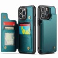 For iPhone 13 Pro Max CaseMe C22 Card Slots Holder RFID Anti-theft Phone Case(Blue Green)