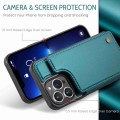 For iPhone 13 Pro Max CaseMe C22 Card Slots Holder RFID Anti-theft Phone Case(Blue Green)