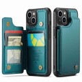 For iPhone 14 CaseMe C22 Card Slots Holder RFID Anti-theft Phone Case(Blue Green)