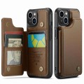 For iPhone 14 CaseMe C22 Card Slots Holder RFID Anti-theft Phone Case(Brown)