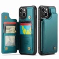 For iPhone 14 Plus CaseMe C22 Card Slots Holder RFID Anti-theft Phone Case(Blue Green)